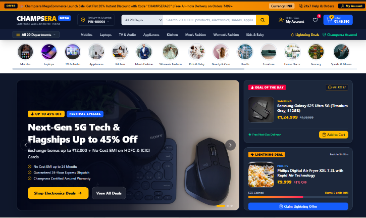 Champsera MegaCommerce – 20-Department Ecommerce & Online Shopping WordPress Theme
